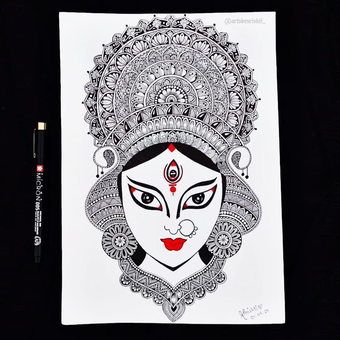 Maa Durga Mandala art